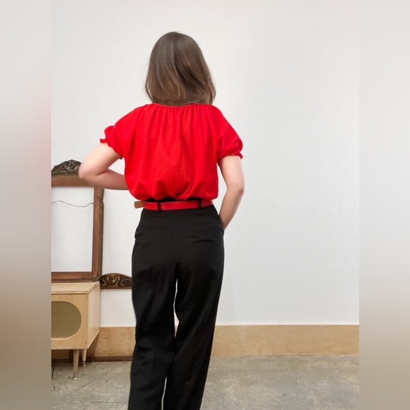 #6 Vintage Red Genuine Snakeskin Belt with Gold Tone Buckle - Picture 4 of 8